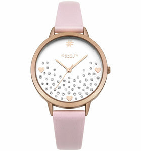 Glitter Heart Dial with Light Pink Strap Watch Stunning, Stone Set Dial