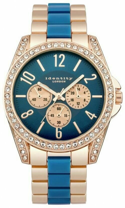 Luxury Watch Rose Gold & Blue Colour Stone Set Case